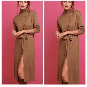 Last one Ann Taylor Buttondown Mock Neck Midi Dress M